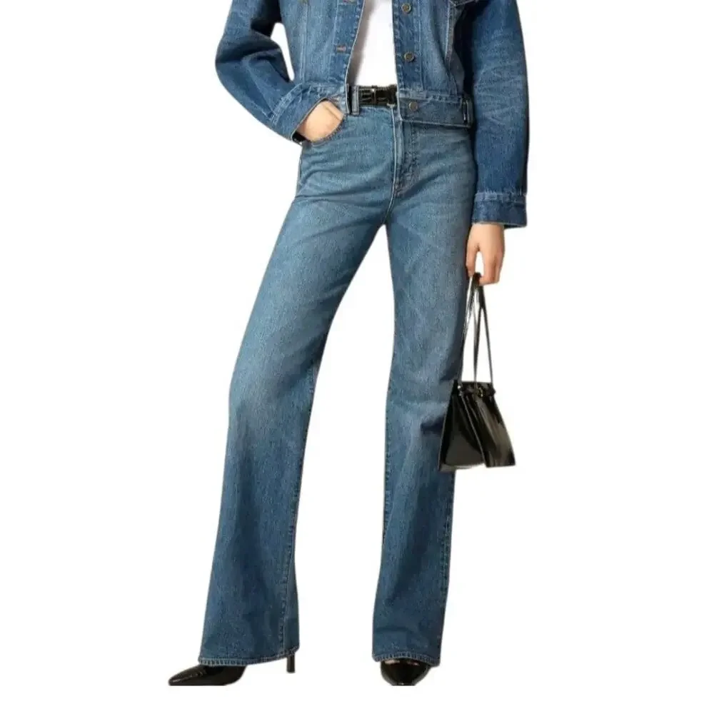 J Crew Tall Vintage Flare Jeans Semi Stretch High Rise Medium Kate Wash 28T